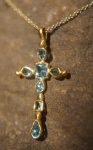 24k gold topaz cross charm//24k topaz cross pendant//gold artisan cross//topaz gold cross pendant//handmade gold cross//24k cross