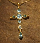 24k gold topaz cross charm//24k topaz cross pendant//gold artisan cross//topaz gold cross pendant//handmade gold cross//24k cross