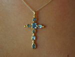 24k gold topaz cross charm//24k topaz cross pendant//gold artisan cross//topaz gold cross pendant//handmade gold cross//24k cross