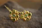 solid gold dangle earrings//blue green gem Earrings//24k Gold Dangle & Drop Earrings//gold tourmaline earrings//24k gold earrings//24k gold