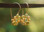 solid gold dangle earrings//blue green gem Earrings//24k Gold Dangle & Drop Earrings//gold tourmaline earrings//24k gold earrings//24k gold