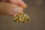 solid gold dangle earrings//blue green gem Earrings//24k Gold Dangle & Drop Earrings//gold tourmaline earrings//24k gold earrings//24k gold