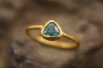 24k gold blue tourmaline ring//gold tourmaline ring//24k tourmaline jewelry//unique tourmaline engagement ring//artisan tourmaline ring