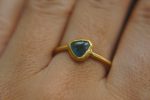 24k gold blue tourmaline ring//gold tourmaline ring//24k tourmaline jewelry//unique tourmaline engagement ring//artisan tourmaline ring