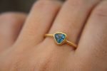24k gold blue tourmaline ring//gold tourmaline ring//24k tourmaline jewelry//unique tourmaline engagement ring//artisan tourmaline ring