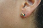 24k gold topaz and neon apatite studs//gold blue gems studs//topaz and apatite Earrings//blue earrings//24k gold jewelry