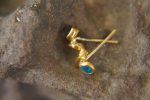 24k gold topaz and neon apatite studs//gold blue gems studs//topaz and apatite Earrings//blue earrings//24k gold jewelry