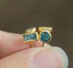 24k gold topaz and neon apatite studs//gold blue gems studs//topaz and apatite Earrings//blue earrings//24k gold jewelry