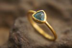 24k gold blue tourmaline ring//gold tourmaline ring//24k tourmaline jewelry//unique tourmaline engagement ring//artisan tourmaline ring