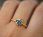 24k gold blue tourmaline ring//gold tourmaline ring//24k tourmaline jewelry//unique tourmaline engagement ring//artisan tourmaline ring