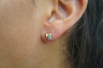 24k gold topaz and neon apatite studs//gold blue gems studs//topaz and apatite Earrings//blue earrings//24k gold jewelry