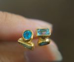 24k gold topaz and neon apatite studs//gold blue gems studs//topaz and apatite Earrings//blue earrings//24k gold jewelry