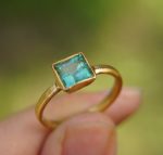 24k gold blue tourmaline ring//gold tourmaline ring//24k tourmaline jewelry//unique tourmaline engagement ring//artisan tourmaline ring