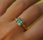 24k gold blue tourmaline ring//gold tourmaline ring//24k tourmaline jewelry//unique tourmaline engagement ring//artisan tourmaline ring