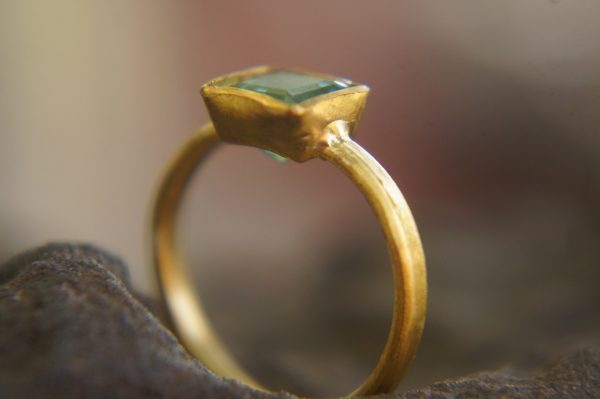 24k gold blue tourmaline ring//gold tourmaline ring//24k tourmaline jewelry//unique tourmaline engagement ring//artisan tourmaline ring