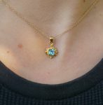 24k gold blue tourmaline pendant//square blue tourmaline pendant//tourmaline gold necklace//artisan 24k gold pendant//handmade one of a king
