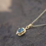 24k gold blue tourmaline pendant//square blue tourmaline pendant//tourmaline gold necklace//artisan 24k gold pendant//handmade one of a king