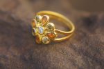 22k gold diamonds ring//gold mandala ring//22k Champaign diamond ring//22k gold ring//24k gold sapphire ring//24k artisan ring