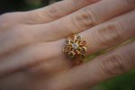 22k gold diamonds ring//gold mandala ring//22k Champaign diamond ring//22k gold ring//24k gold sapphire ring//24k artisan ring