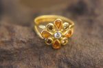 22k gold diamonds ring//gold mandala ring//22k Champaign diamond ring//22k gold ring//24k gold sapphire ring//24k artisan ring