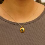 gold blue tourmaline pendant//indicolite blue tourmaline pendant//tourmaline gold necklace//artisan 24k gold pendant//handmade one of a kind