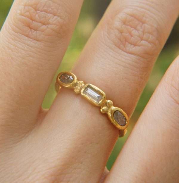 tiny diamonds gold ring//gold diamond ring//unique diamond engagement ring//24k gold engagement//artisan diamond ring//boho engagement ring