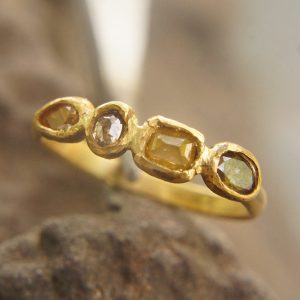 unique engagement ring//artisan rose cut diamond ring//24k engagement ring//24k gold ring//24k gold diamond's ring//24k gold artisan ring