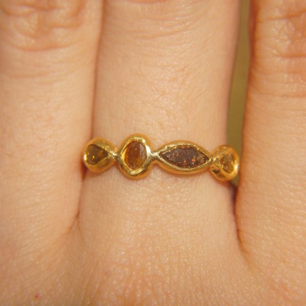 24k gold multi diamonds ring//unique engagement ring//multi stone diamond ring//24k engagement ring//24k artisan diamond ring