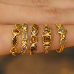 24k gold diamonds ring//drop diamond ring//unique engagement ring//diamond engagement ring//artisan diamond ring//multi stone diamond ring