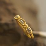 tiny diamonds gold ring//gold diamond ring//unique diamond engagement ring//24k gold engagement//artisan diamond ring//boho engagement ring