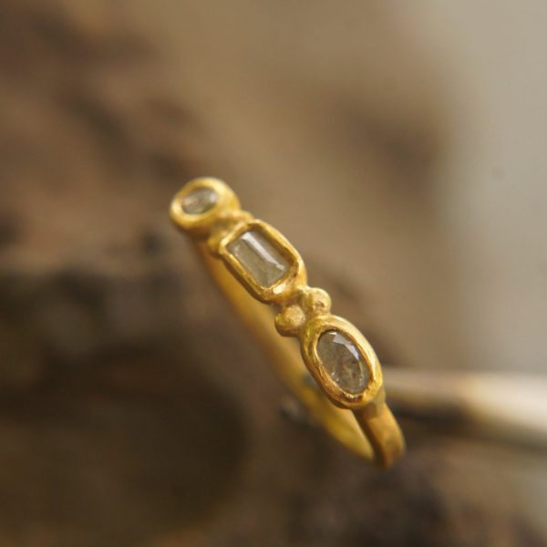 tiny diamonds gold ring//gold diamond ring//unique diamond engagement ring//24k gold engagement//artisan diamond ring//boho engagement ring