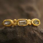 tiny diamonds gold ring//gold diamond ring//unique diamond engagement ring//24k gold engagement//artisan diamond ring//boho engagement ring