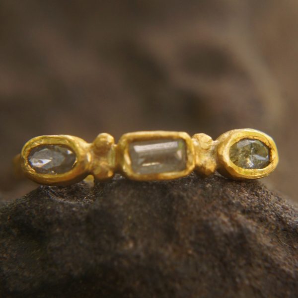 tiny diamonds gold ring//gold diamond ring//unique diamond engagement ring//24k gold engagement//artisan diamond ring//boho engagement ring