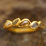 24k gold multi diamonds ring//unique engagement ring//multi stone diamond ring//24k engagement ring//24k artisan diamond ring