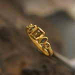 24k gold diamonds ring//drop diamond ring//unique engagement ring//diamond engagement ring//artisan diamond ring//multi stone diamond ring