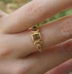 24k gold diamonds ring//drop diamond ring//unique engagement ring//diamond engagement ring//artisan diamond ring//multi stone diamond ring