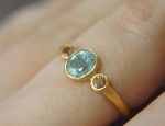Paraiba blue tourmaline gold ring//24k gold ring//unique engagement ring//24k gold gem ring//gold Champaign diamond//diamond and tourmaline