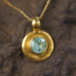 solid 24k Paraiba tourmaline gold pendant//gold tourmaline pendant//artisan gold handmade//24k gold pendant//Paraiba tourmaline pendant