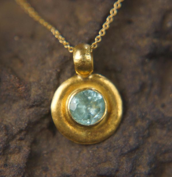 solid 24k Paraiba tourmaline gold pendant//gold tourmaline pendant//artisan gold handmade//24k gold pendant//Paraiba tourmaline pendant