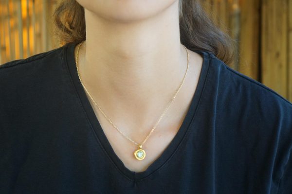 solid 24k Paraiba tourmaline gold pendant//gold tourmaline pendant//artisan gold handmade//24k gold pendant//Paraiba tourmaline pendant