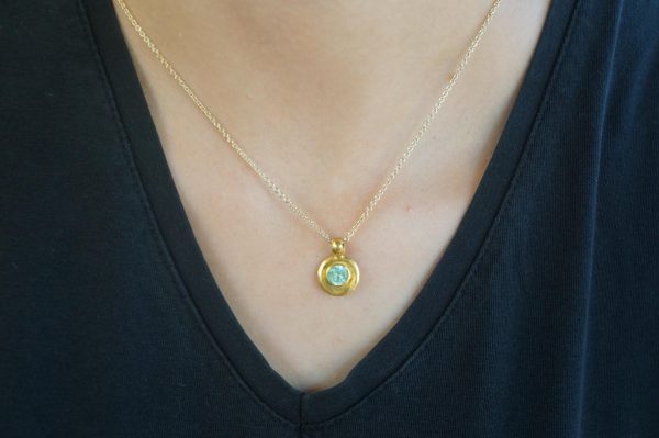 solid 24k Paraiba tourmaline gold pendant//gold tourmaline pendant//artisan gold handmade//24k gold pendant//Paraiba tourmaline pendant