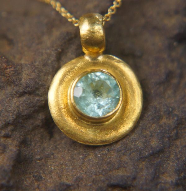 solid 24k Paraiba tourmaline gold pendant//gold tourmaline pendant//artisan gold handmade//24k gold pendant//Paraiba tourmaline pendant