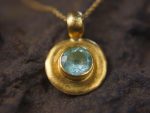 solid 24k Paraiba tourmaline gold pendant//gold tourmaline pendant//artisan gold handmade//24k gold pendant//Paraiba tourmaline pendant