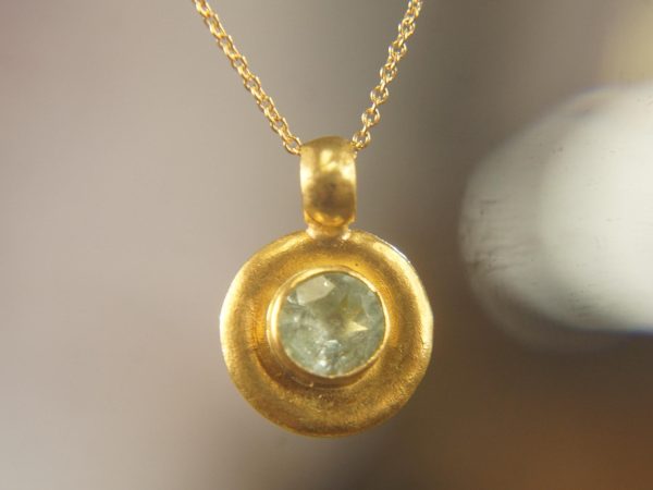 solid 24k Paraiba tourmaline gold pendant//gold tourmaline pendant//artisan gold handmade//24k gold pendant//Paraiba tourmaline pendant