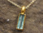 24k gold multi blue tourmaline pendant//multi color square blue tourmaline pendant//tourmaline gold necklace//artisan 24k gold pendant