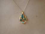 24k gold multi blue tourmaline pendant//multi color square blue tourmaline pendant//tourmaline gold necklace//artisan 24k gold pendant