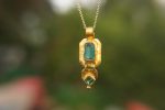 24k gold Tourmaline and emerald pendant//24k emerald necklace//handmade Tourmaline pendant//emerald and Tourmaline stones //24k gold pendant