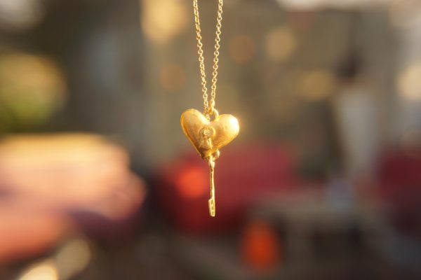 24k heart Lock and key necklace//gold heart pendant// 24k gold pendant//gold heart pendant//24k gold pendant//artisan gold heart//