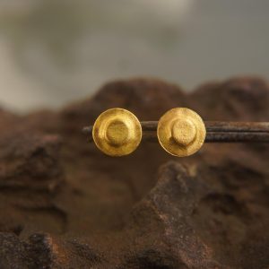 24K Gold studs// 24k gold studs//24k designer studs//biblical jewelry collection//24k gold//dome gold studs//24k earrings