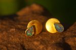solid 24k gold//24k Australian opal Studs//gold Australian opal Earrings//gold stud earrings//24k gold earrings//opal gold studs